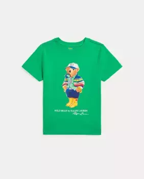 Футболка из хлопка для мальчика с медведем Поло Polo Ralph Lauren, зеленый