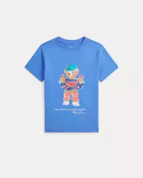 Футболка из хлопка для мальчика с медведем Поло Polo Ralph Lauren, синий