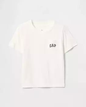 Футболка из хлопка для мальчиков, круглый вырез и короткие рукава Gap, белый