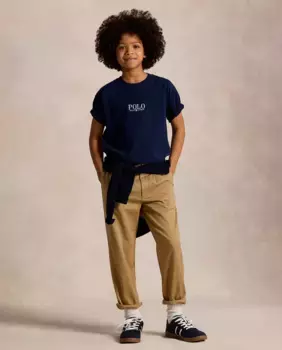 Футболка из хлопка для мальчиков с логотипом Polo Ralph Lauren, тёмно-синий
