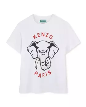 Футболка из хлопка для мальчиков с короткими рукавами Kenzo Kids, белый