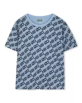 Футболка из хлопка для мальчиков с короткими рукавами Kenzo Kids, голубой