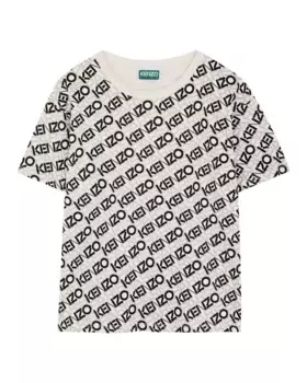 Футболка из хлопка для мальчиков с короткими рукавами Kenzo Kids, белый