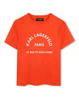 Футболка из хлопка для мальчиков с короткими рукавами Karl Lagerfeld Kids, оранжевый
