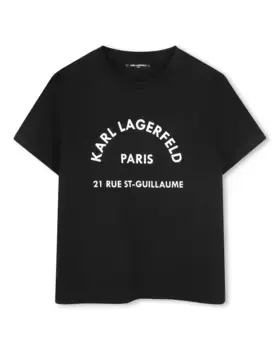 Футболка из хлопка для мальчиков с короткими рукавами Karl Lagerfeld Kids, чёрный