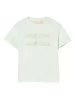 Футболка из хлопка Elisabetta Franchi La Mia Bambina, зеленый