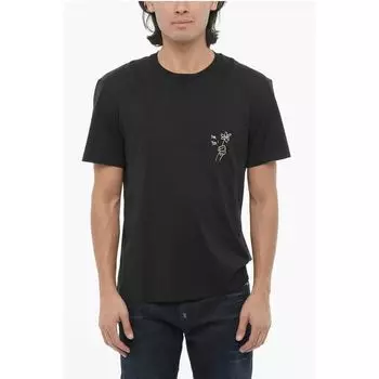 Футболка из хлопка FOR YOU с круглым вырезом и контрастным принтом Neil Barrett, Black