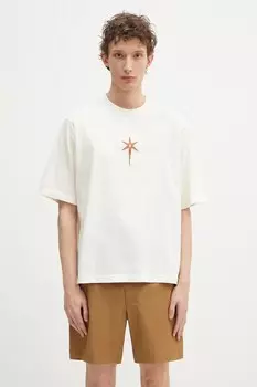 Футболка из хлопка Футболка County Goth Boxy Marcelo Burlon, бежевый