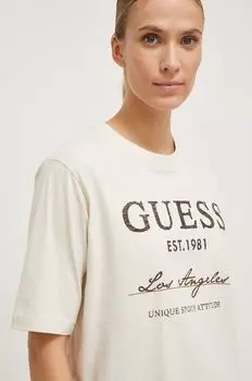 Футболка из хлопка Guess, бежевый