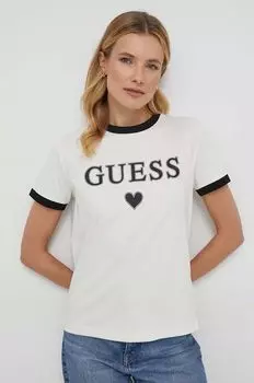 Футболка из хлопка Guess, бежевый