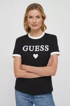 Футболка из хлопка Guess, черный