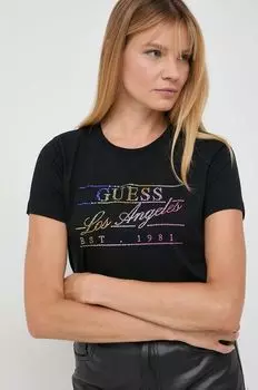 Футболка из хлопка Guess, черный