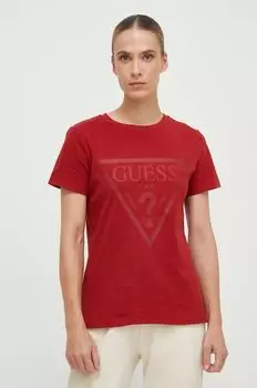 Футболка из хлопка Guess, красный