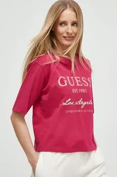 Футболка из хлопка Guess, розовый