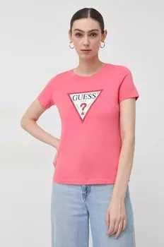 Футболка из хлопка Guess, розовый