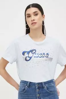 Футболка из хлопка Guess, синий