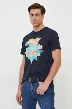 Футболка из хлопка Guess, темно-синий