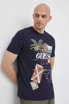 Футболка из хлопка Guess, темно-синий