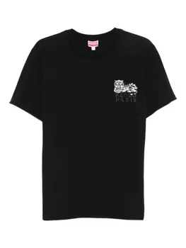 Футболка из хлопка Happy Tiger Kenzo, черный