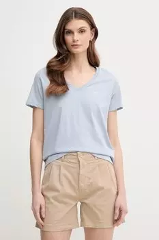 Футболка из хлопка MACY с V-образным вырезом Pepe Jeans, синий