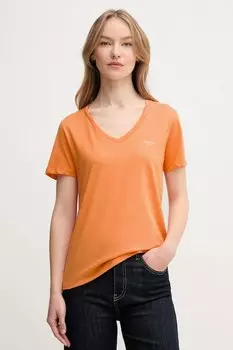 Футболка из хлопка MACY с V-образным вырезом Pepe Jeans, оранжевый