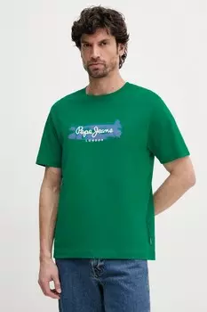 Футболка из хлопка PICTHON Pepe Jeans, зеленый