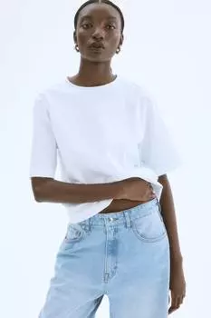 Футболка из хлопка пима H&M, белый