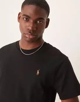 Футболка из хлопка пима с логотипом Polo Ralph Lauren черного цвета