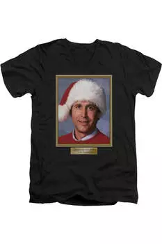 Футболка из хлопка премиум-класса с коротким рукавом и V-образным вырезом для взрослых «Рождественские каникулы Аллилуйя» Gildan, черный