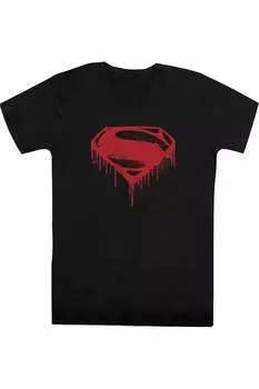 Футболка из хлопка премиум-класса с коротким рукавом и V-образным вырезом «Бэтмен против Супермена» для взрослых Gildan, черный