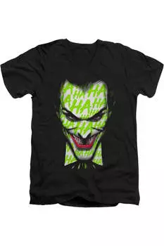 Футболка из хлопка премиум-класса с коротким рукавом и V-образным вырезом для взрослых Batman Ha Ha Smile Gildan, черный