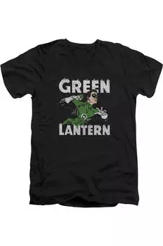 Футболка из хлопка премиум-класса с коротким рукавом и V-образным вырезом для взрослых DC Comics Hal Power Gildan, черный