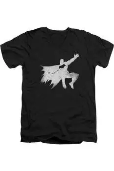 Футболка из хлопка премиум-класса с коротким рукавом и V-образным вырезом для взрослых с изображением Бэтмена против Супермена и рыцаря Gildan, черный