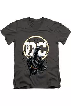 Футболка из хлопка премиум-класса с коротким рукавом и V-образным вырезом для взрослых Batman DC Comics Gildan, цвет charcoal