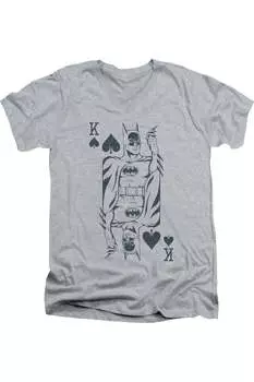 Футболка из хлопка премиум-класса с коротким рукавом и V-образным вырезом для взрослых с изображением летучей мыши DC Comics Gildan, цвет athletic heather