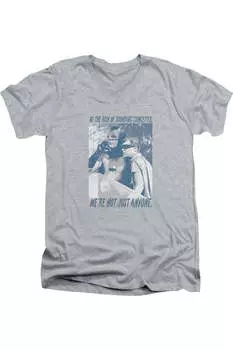 Футболка из хлопка премиум-класса с коротким рукавом и V-образным вырезом для взрослых Batman Classic Tv Boogie Nights Gildan, цвет athletic heather