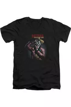 Футболка из хлопка премиум-класса с коротким рукавом и V-образным вырезом для взрослых с изображением Бэтмена и убийственной шутки «Камера» Gildan, черный