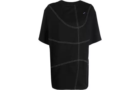 Футболка из хлопка с декоративной строчкой ADER ERROR, черный