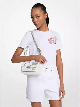 Футболка из хлопка с декорированным логотипом Michael Kors, белый