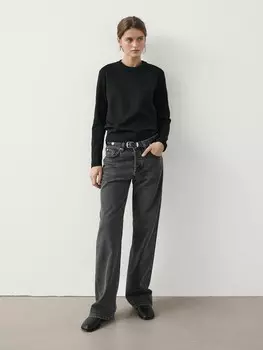 Футболка из хлопка с длинным рукавом Massimo Dutti, черный
