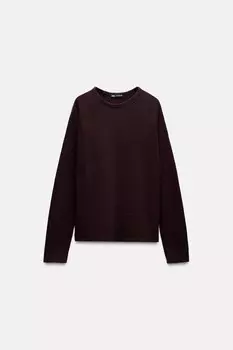 Футболка из хлопка с длинным рукавом ZARA, цвет aubergine
