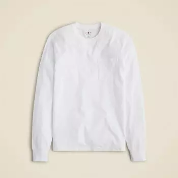 Футболка из хлопка с длинными рукавами и карманом в винтажном стиле J.Crew, белый