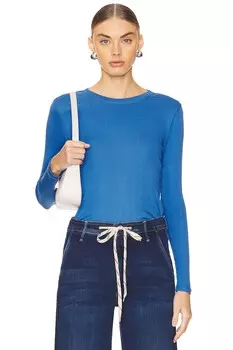 Футболка из хлопка с длинными рукавами и рубчиком Goldie, цвет riverside