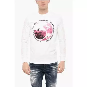 Футболка из хлопка с длинными рукавами и круглым вырезом Dsquared2, White