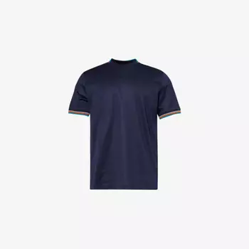 Футболка из хлопка с фирменной полоской Paul Smith, синий