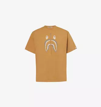 Футболка из хлопка с графическим принтом «Акула» A Bathing Ape, коричневый