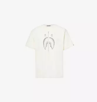 Футболка из хлопка с графическим принтом «Акула» A Bathing Ape, белый