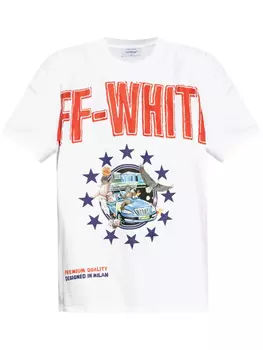 Футболка из хлопка с графическим принтом логотипа Off-White, белый