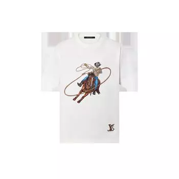 Футболка из хлопка с графической вышивкой Louis Vuitton, белый