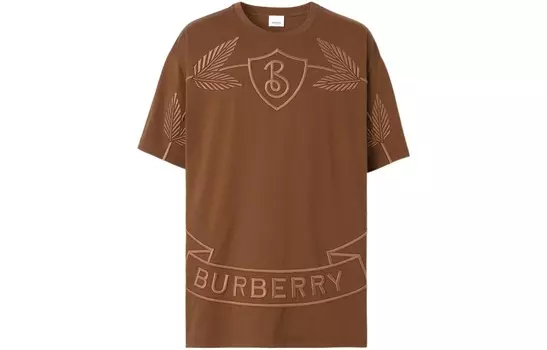 Футболка из хлопка с изображением дубового листа Burberry, коричневый